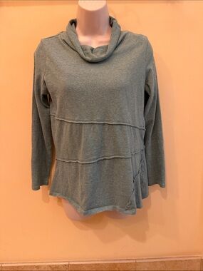 Soft Surroundings Soft Cowl Neck Long-Sleeve Tunic in Sage Green XS Petite